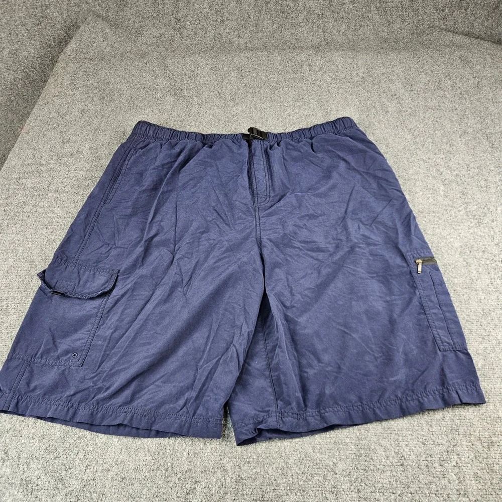 Roundtree & Yorke Mens 2XT Navy Blue Cargo Swim Trunks Board Shorts Mesh Lined